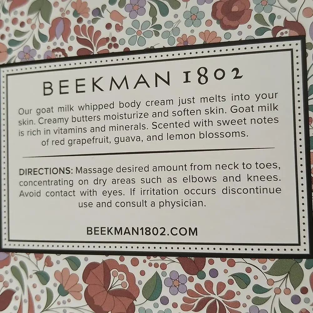NIB Beekman 1802 HONEYED GRAPEFRUIT 8oz Whipped Body Cream USA MADE Goat Milk